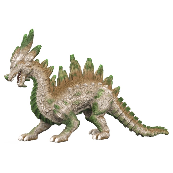 Figurina/figura Alltoys Myticky drak Skalni, cu detalii foarte bine lucrate, cu armura dura, bej/verde, 11 cm
