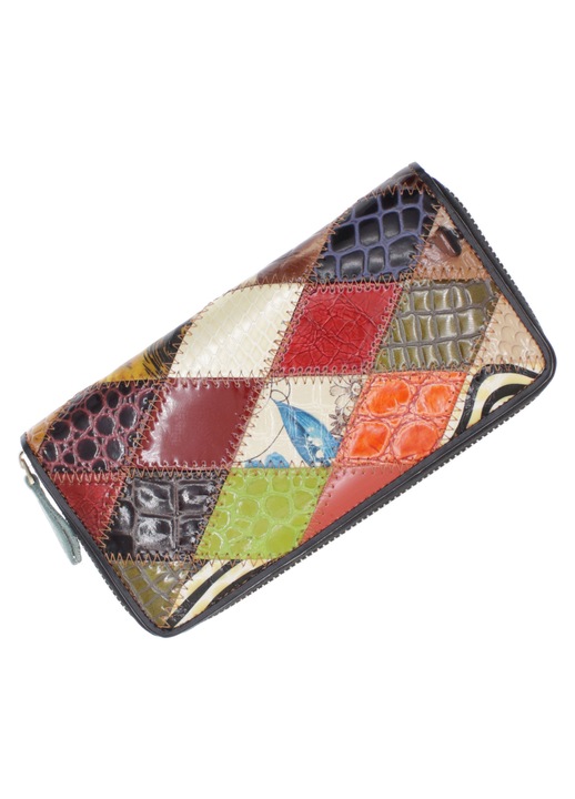 Portofel de dama, din piele naturala, ButicCochet, 20x10x2 cm, Multicolor - PR1189