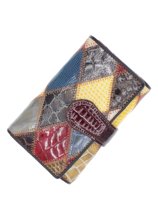 Portofel de dama, din piele naturala, ButicCochet, 14x9x3 cm, Multicolor - PR1176