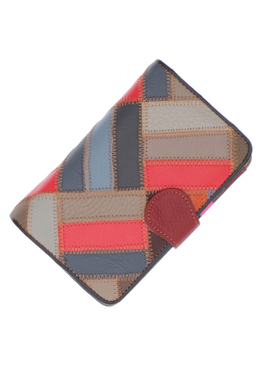 Portofel de dama, din piele naturala, ButicCochet, 16x10x4 cm, Multicolor - PR1184