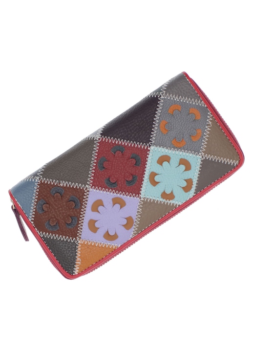 Portofel de dama, din piele naturala, ButicCochet, 20x10x2 cm, Multicolor - PR1191