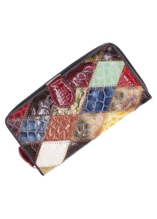 Portofel de dama, din piele naturala, ButicCochet, 20x10x3 cm, Multicolor - PR1193