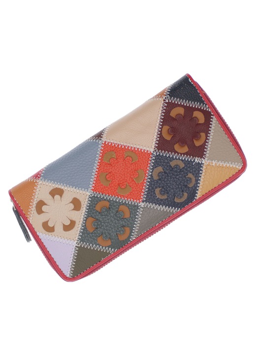 Portofel de dama, din piele naturala, ButicCochet, 20x10x2 cm, Multicolor - PR1190