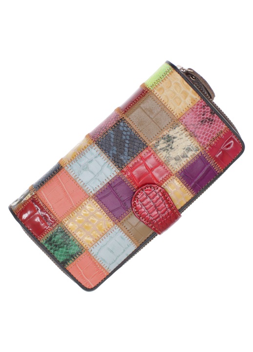 Portofel de dama, din piele naturala, ButicCochet, 20x10x3 cm, Multicolor - PR1194