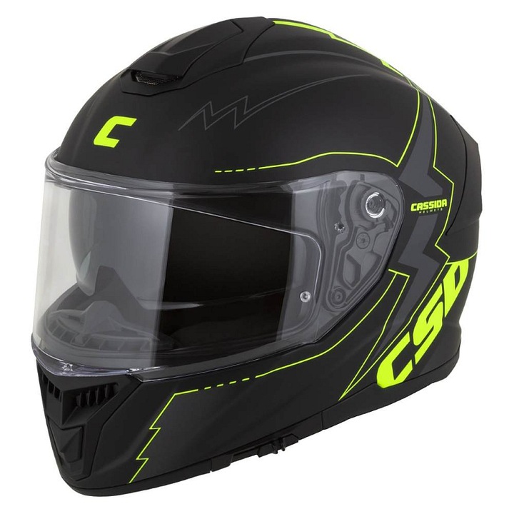 Cassida, Casca moto integrala din fibra de sticla, cu viziera clara si fumurie, pregatita Pinlock® 70, viziera solara retractabila, interior detasabil Cassida SOS, omologare ECE 22.06, Integral GT 2.1 Flash, Multicolor, XS (53-54)