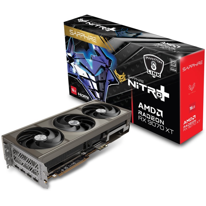 Видео карта SAPPHIRE Radeon RX 9070 XT 16GB Nitro+ PhantomLink, GDDR6, 256bit