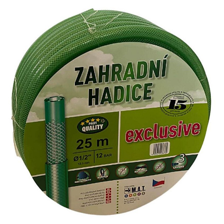 VALMON 1177 kerti tömlő (hadice), O 1/2" (12.7/17 mm), fonott erősítéssel, ellenálló, átlátszó zöld, 25 m