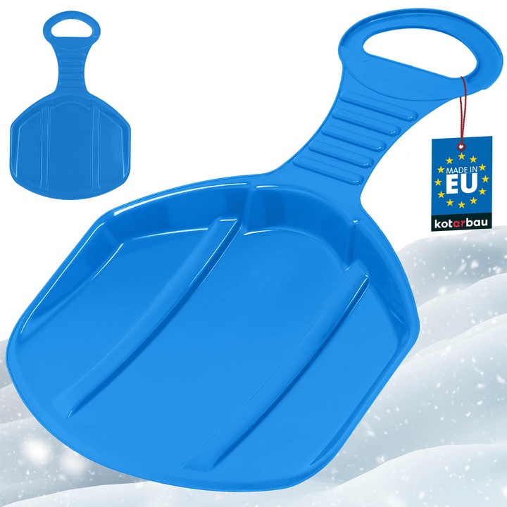 KOTARBAU® Szánkó, műanyag, 53x34x3,5 cm, kék, hószánkó, gyermek és felnőtt szánkó, könnyű és tartós szánkó, ergonomikus fogantyú