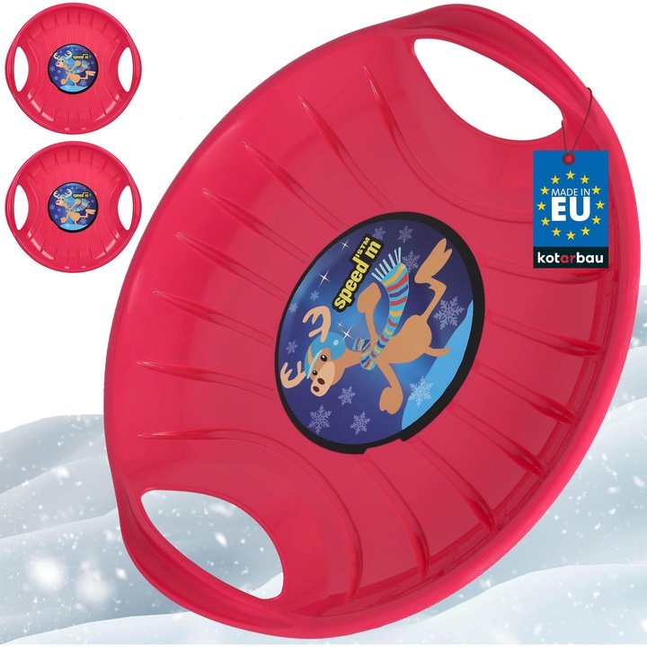 KOTARBAU® 2 darab szánkó, PVC, 60 cm, Gyermek szánkó, Rózsaszín, Szánkó, Ergonomikus fogantyúk, Felnőtteknek is, Hószánkó, Ellenálló, Könnyen szállítható
