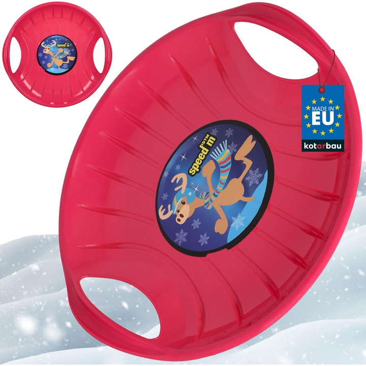 KOTARBAU® Szánkó, PVC, 60 cm, Gyermekszánkó, Rózsaszín, Szánkó, Ergonomikus fogantyúk, Felnőtteknek is, Hószánkó, Ellenálló, Könnyen szállítható