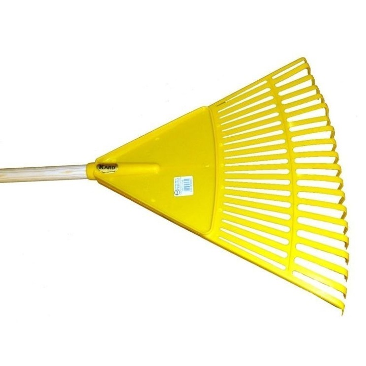Garden Flora Kard levélgereblye, műanyag fejjel, 130 cm-es fa nyéllel, 36 cm széles, sárga