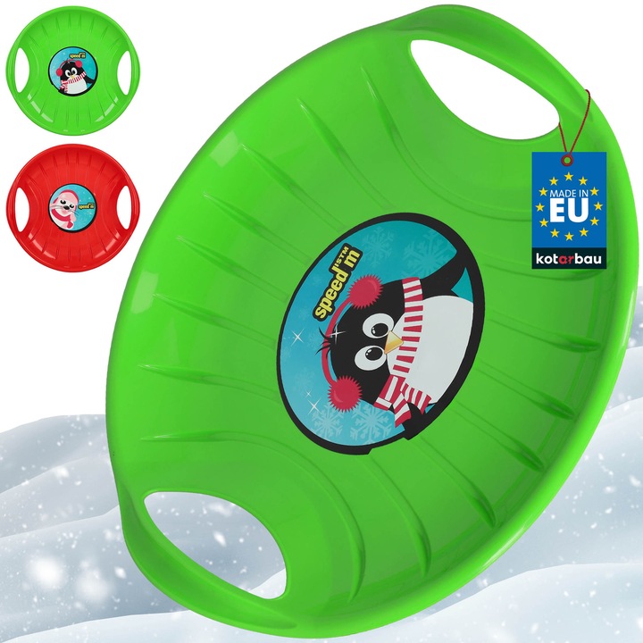 KOTARBAU® 2 darab szánkó, PVC, 60 cm, Gyermek szánkó, Piros & Zöld, Szánkó, Ergonomikus fogantyúk, Felnőtteknek is, Hószánkó, Ellenálló, Könnyen szállítható