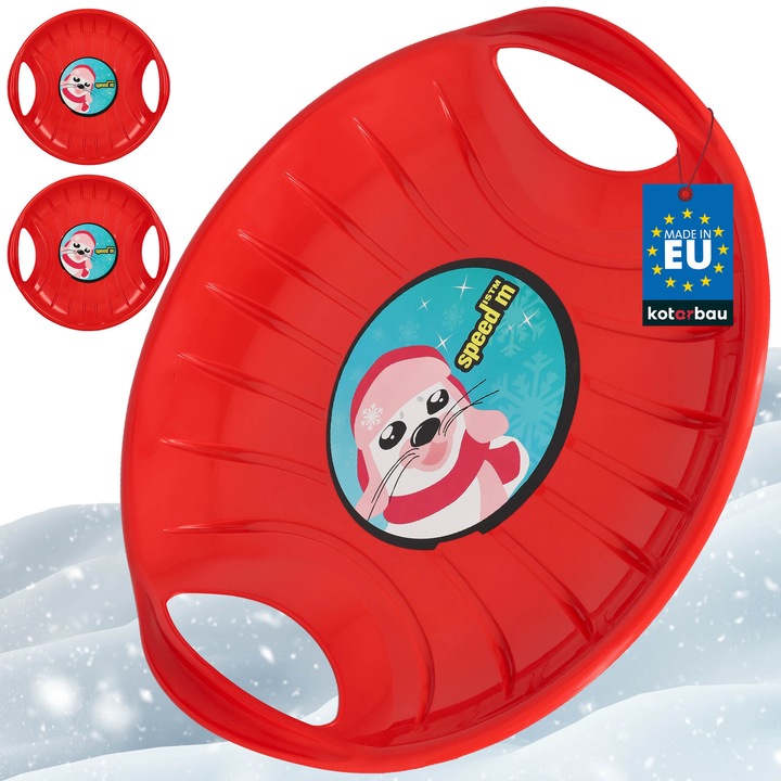 KOTARBAU® 2 darab szánkó, PVC, 60 cm, gyermek szánkó, piros, szánkó, ergonomikus fogantyúk, felnőtteknek is, hószánkó, ellenálló, könnyen szállítható