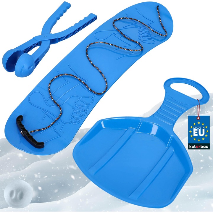KOTARBAU® Gyermek snowboard, 68x20 cm, Kék, PVC, Gyermek szánkó, 34x53 cm - Hógolyókészítő csipesz, Szánkó, Gyermek szánkó, Hógolyó forma, Hógolyókészítő gép