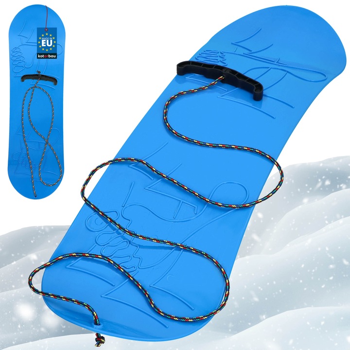 KOTARBAU® Gyermek snowboard, PVC, 68x20 cm, kék, kötéllel, hószán, hószán, gyermek szánkó, tartós és könnyű, rögzítés nélküli snowboard