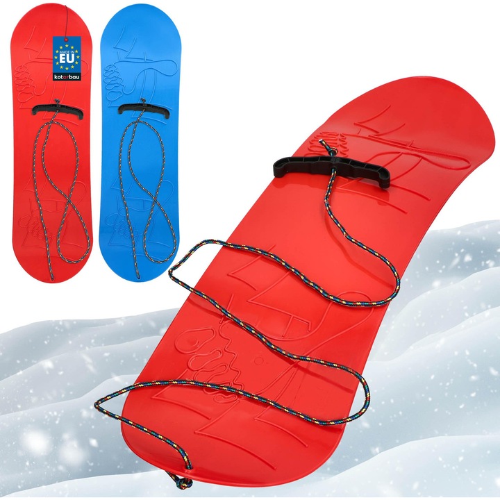 KOTARBAU® 2 darab Gyermek snowboard, PVC, 68x20 cm, Kék & Piros, kötéllel, Hó szánkó, Gyermek szánkó, Tartós, Könnyű, Kötés nélküli snowboard