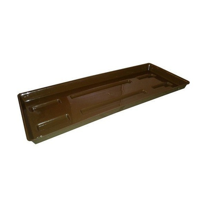 Virágcserép alátét (tálca) 80 cm, műanyag, UV- és időjárásálló, Barna, 80x14x2 cm