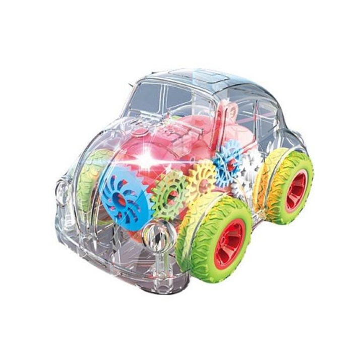 Alltoys átlátszó játékautó fényekkel és hangokkal, többszínű, elemekkel együtt