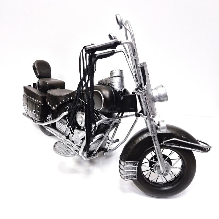 Vintage motorkerékpár, fekete, fémből, 12-17-es modell