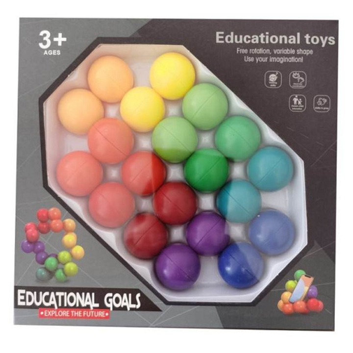 Alltoys golyós puzzle, szabad forgás, változtatható forma, Többszínű, 1 szett
