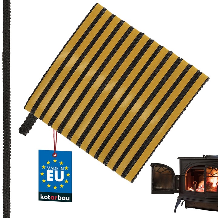KOTARBAU® Garnitura pentru semineu, garnitura pentru soba pe lemne, 7 x 3 mm, fibra de sticla, 2, 5 m, negru, rezistenta la caldura, autoadeziva