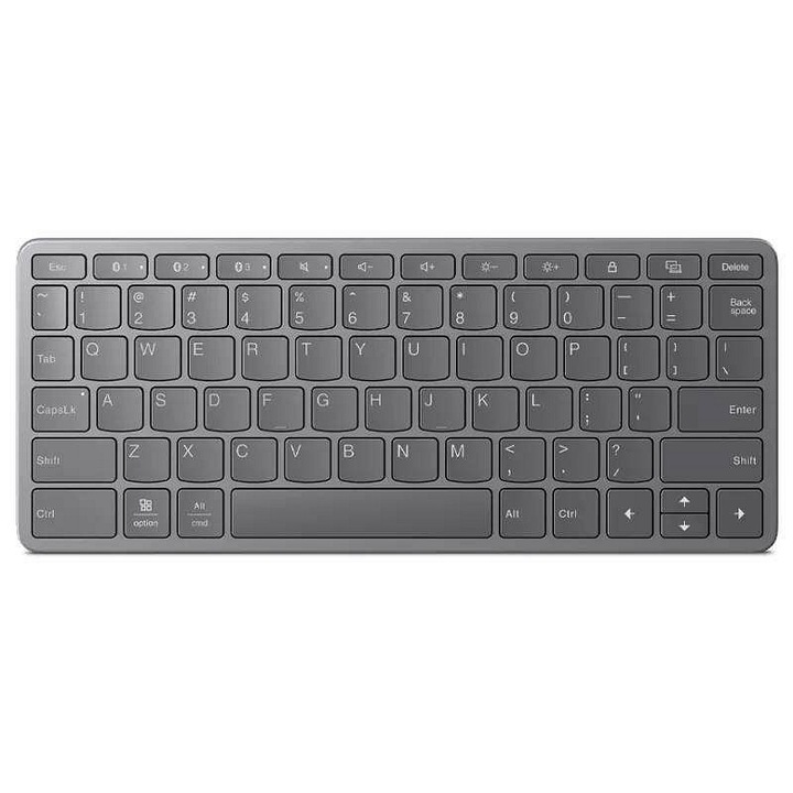 Безжична клавиатура Lenovo Multi-Device Wireless KB ZG38C05812, за няколко устройства, компактна, UK-CZSK, сива, 1 бр