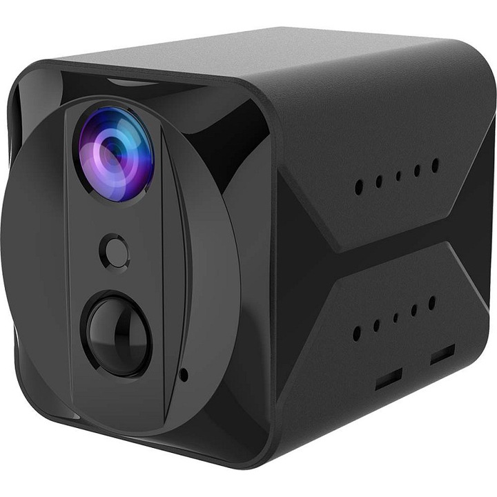 Мини камера за наблюдение VIKING S309 Wifi 1080P, WiFi 2.4G, PIR детекция на движение, нощно виждане 10 м, 2500 mAh, поддръжка на TF 4-64GB, приложение Ubox, черна, 5.1x3.8x4.2 см