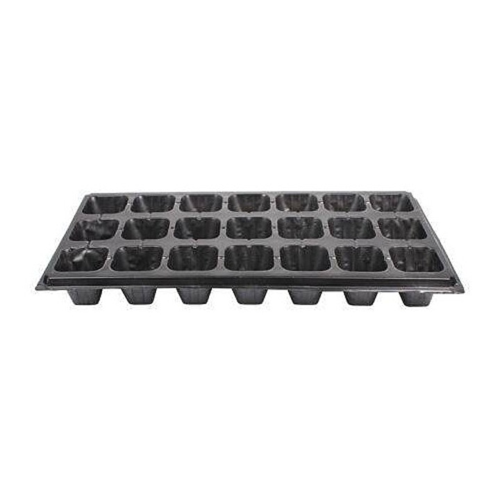 Tava pentru rasaduri Merco Seedling Tray 21, 21 orificii, dimensiuni 54 x 28 x 6,5 cm, din plastic PET, cu drenaj, Negru, 1 buc