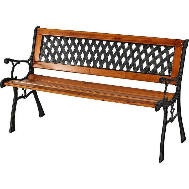 ProGarden kerti pad, fenyőfa és fém, barna, 125x52x73 cm