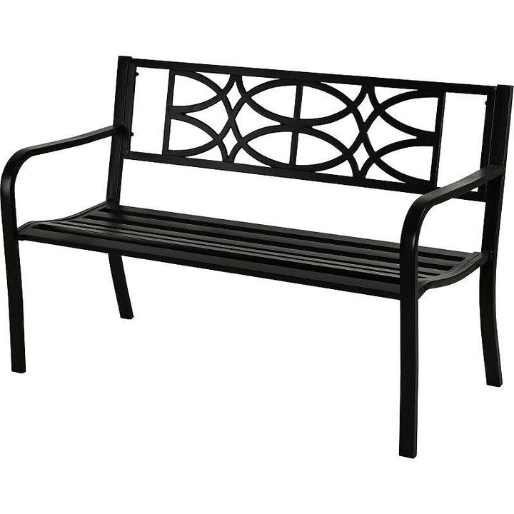 PROGARDEN KO-YA3000070 kerti pad / teraszpad, festett fémből, időjárásálló, fekete, 127x60x80 cm