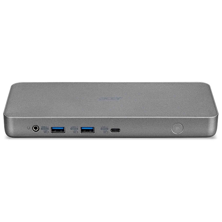 Acer D501 USB Type-C Dock II dokkolóállomás, 1x USB-C upstream, 2x USB-A 3.1 Gen2, 4x USB-A 3.1 Gen1, DP 1.4/HDMI 2.0, RJ45, Szürke, 135W