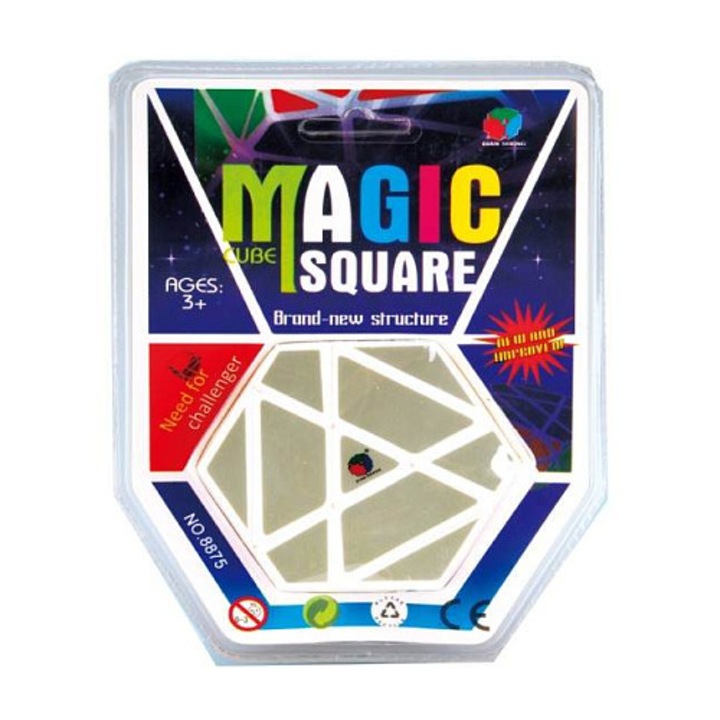 Cub magic Alltoys Magic Square No. 8875, hexagonal, dezvolta perceptia spatiala si creativitatea, recomandat 3+, alb, 1 buc