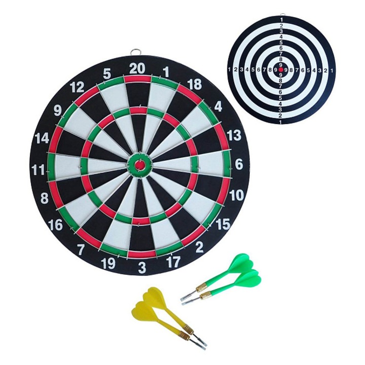 Tinta/dartboard Acra 28,5 cm, fém keret, tartós papírból, többszínű, 1 szett (tábla + 4 nyíl)