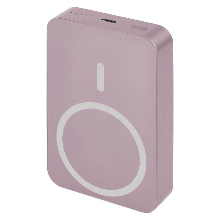 Powerbank Emos WI1046, vezeték nélküli töltés 20W, kapacitás 10.000 mAh, PD 20W, 1× USB-C, alumínium, lazac, 1 db