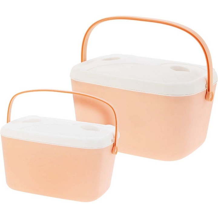 PROGARDEN POLAR hűtőláda, passzív, PP-PE-EPS anyagból, 1 cm polisztirol szigeteléssel, rózsaszín/fehér, 2 darabos szett (30L, 15L)