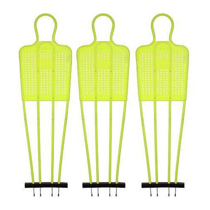 Merco, Figurina de antrenament fotbal din plastic si otel, set 3 bucati, pliabila, cu tije pentru iarba, cu geanta de transport, galben neon, 180 cm