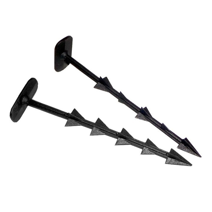 Ancore/rögzítők Garden Flora agroszövet rögzítéséhez, 12 cm, nagyon tartós, UV-stabilizált anyagból, rögzítő fogakkal és széles fejjel, fekete, 100 db.