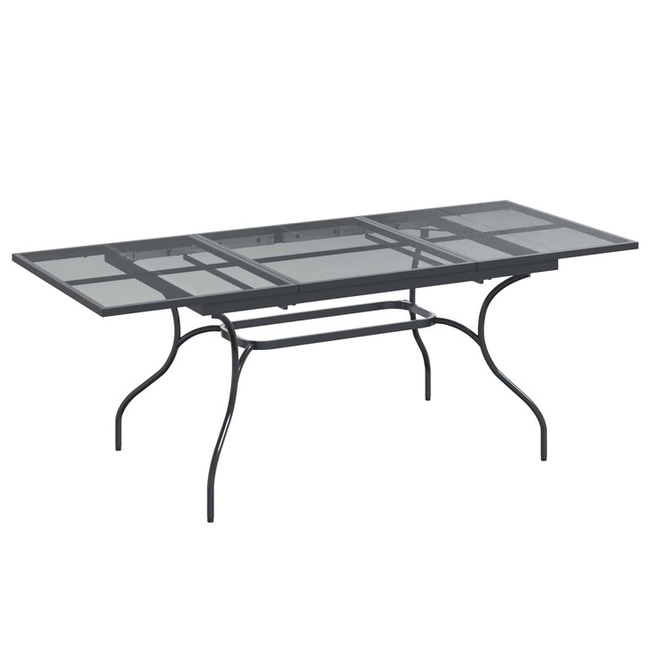 vidaXL Húzható Mesh Étkezőasztal Antracitszürke 212 x 90 x 76 cm Acél 42033195