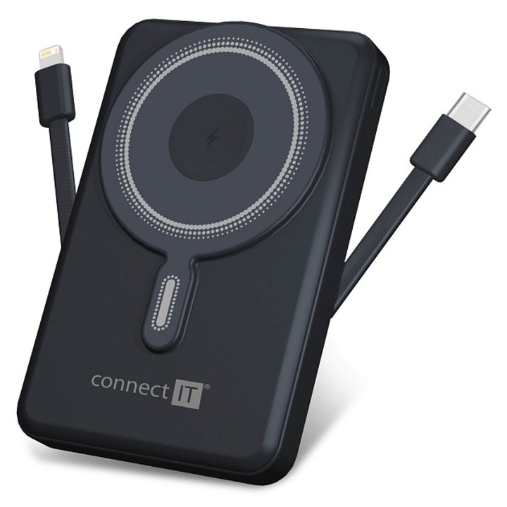 Powerbank Connect IT 10000mAh vezeték nélküli űr szürke 69x19x106mm