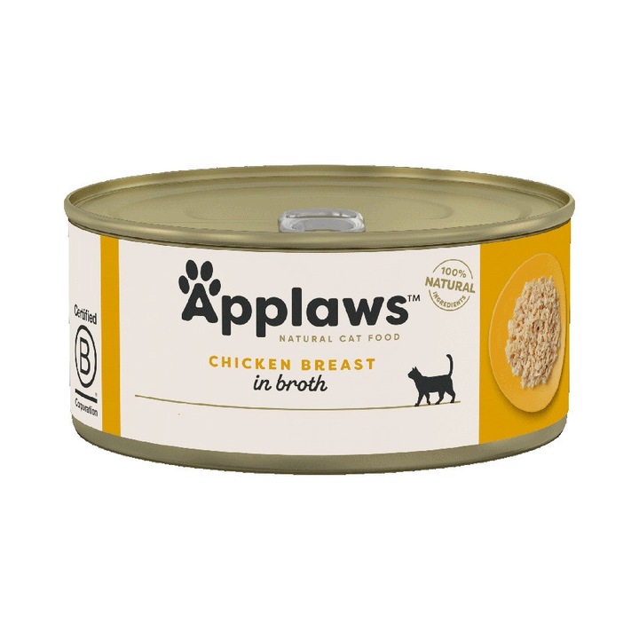 Conservă pentru pisici Applaws CHICKEN BREAST, piept de pui în sos, 6 buc x 70 gr