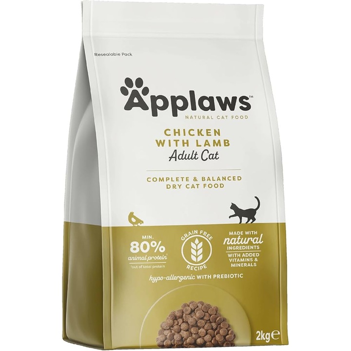 Hrană uscată pentru pisici Applaws, Pui și miel, 400 g