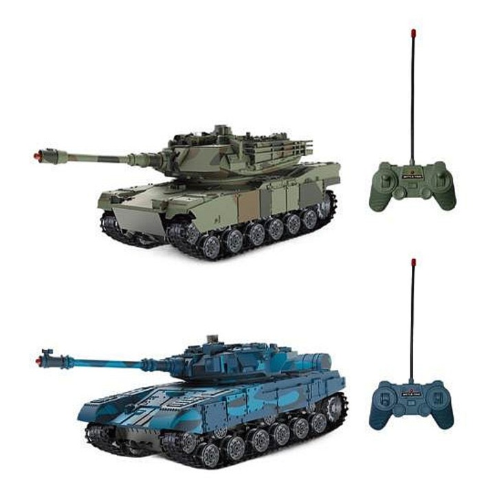 Tank RC Alltoys infravörös rendszerrel, fény- és hangeffektekkel, 180°-ban forgatható ágyúval, zöld/kék, 1 db