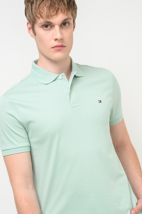 Tommy Hilfiger, Tricou polo regular fit din bumbac, Verde menta