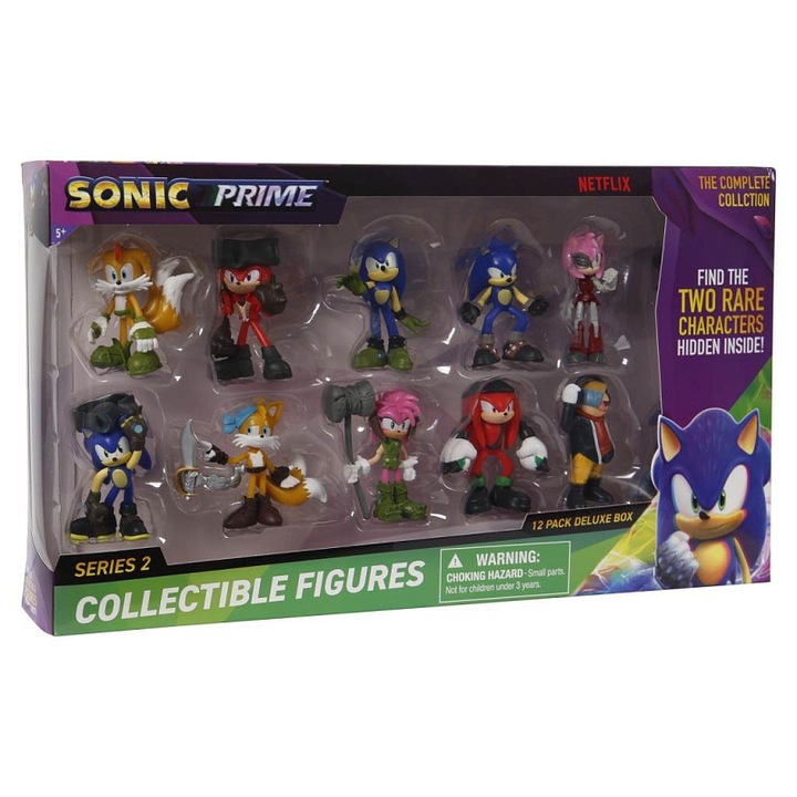 12 db Alltoys Sonic Series 2 Deluxe figura készlet, részletes, 2 ritka figura, Többszínű