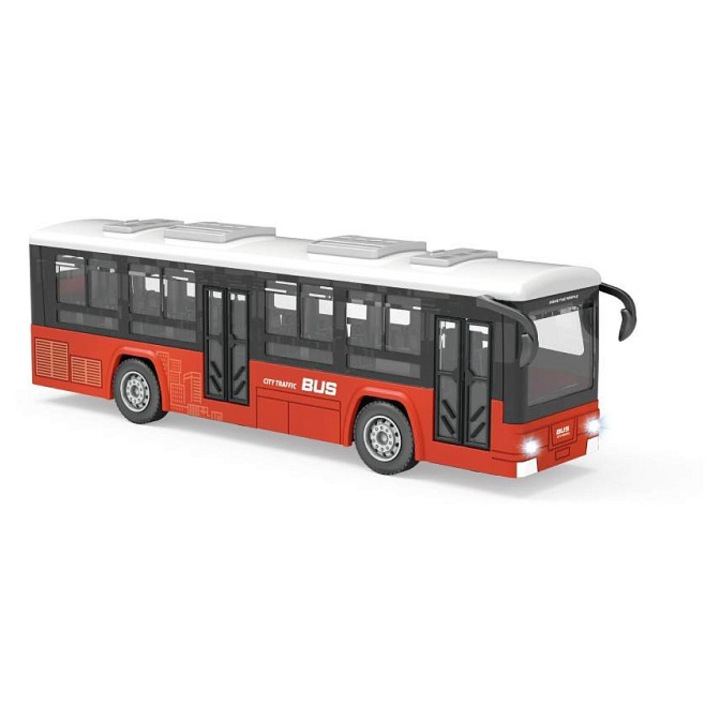 Piros Alltoys busz fény- és hangeffektekkel 15x5x6cm