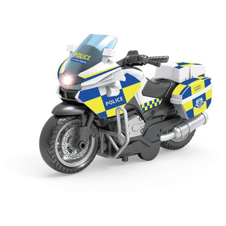Alltoys rendőrmotor játék, visszahúzós mechanizmussal, fényekkel és hangokkal, 3xAG13 elemekkel együtt, többszínű, 1 db