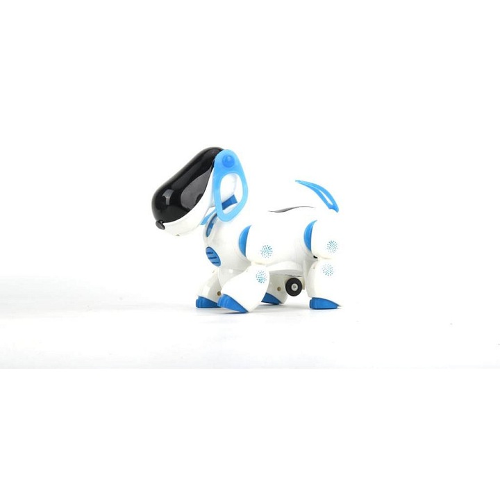 Robot catelus Alltoys jucarie interactiva cu lumini si efecte sonore, merge si misca coada, Multicolor, 1 buc.