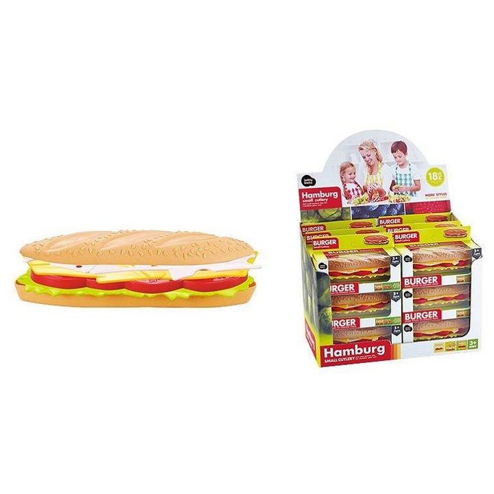 Alltoys szendvicskészítő játékszett, műanyag alkatrészek, tartalmaz zsemlét, sonkát, sajtot, paradicsomot és salátát, Többszínű, 1 szett