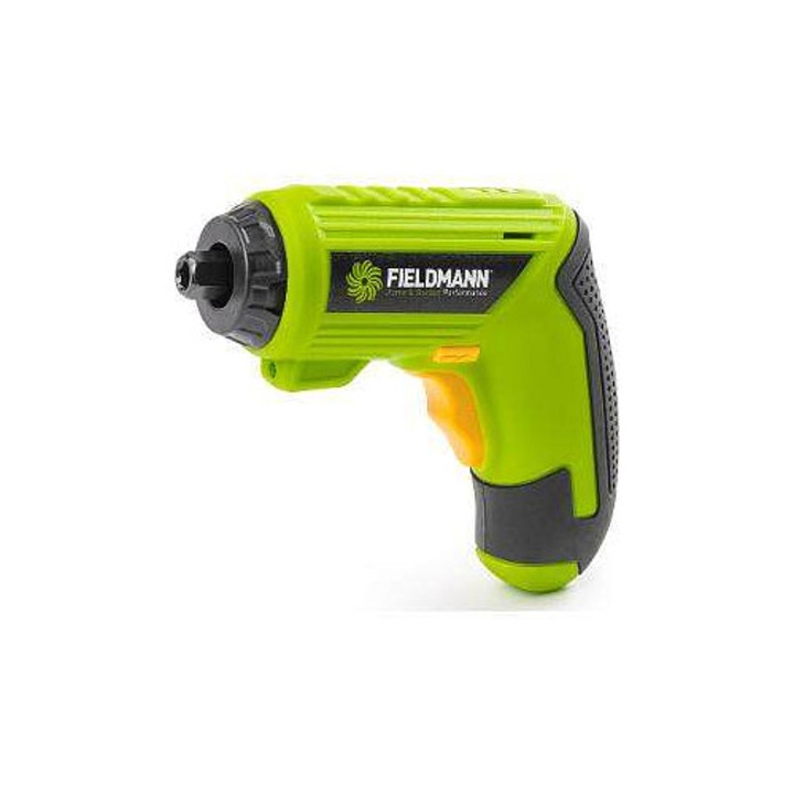 Surubelnita electrica FIELDMANN FDS 10100-A, AKU 3.6V, acumulator 1500 mAh, 230 rpm, LED de lucru, 15 piese accesorii, incarcare USB-C, verde/gri, 1 buc