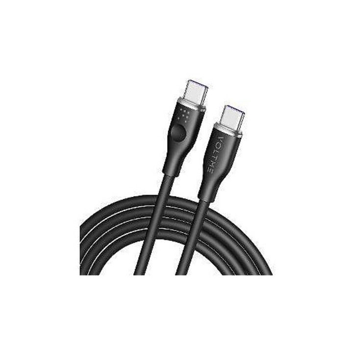 VOLTME Powerlink Moss CTC USB-C kábel, USB-C-ről USB-C-re, 5A/100W, Power Delivery 2.0, 1.8 m, fekete